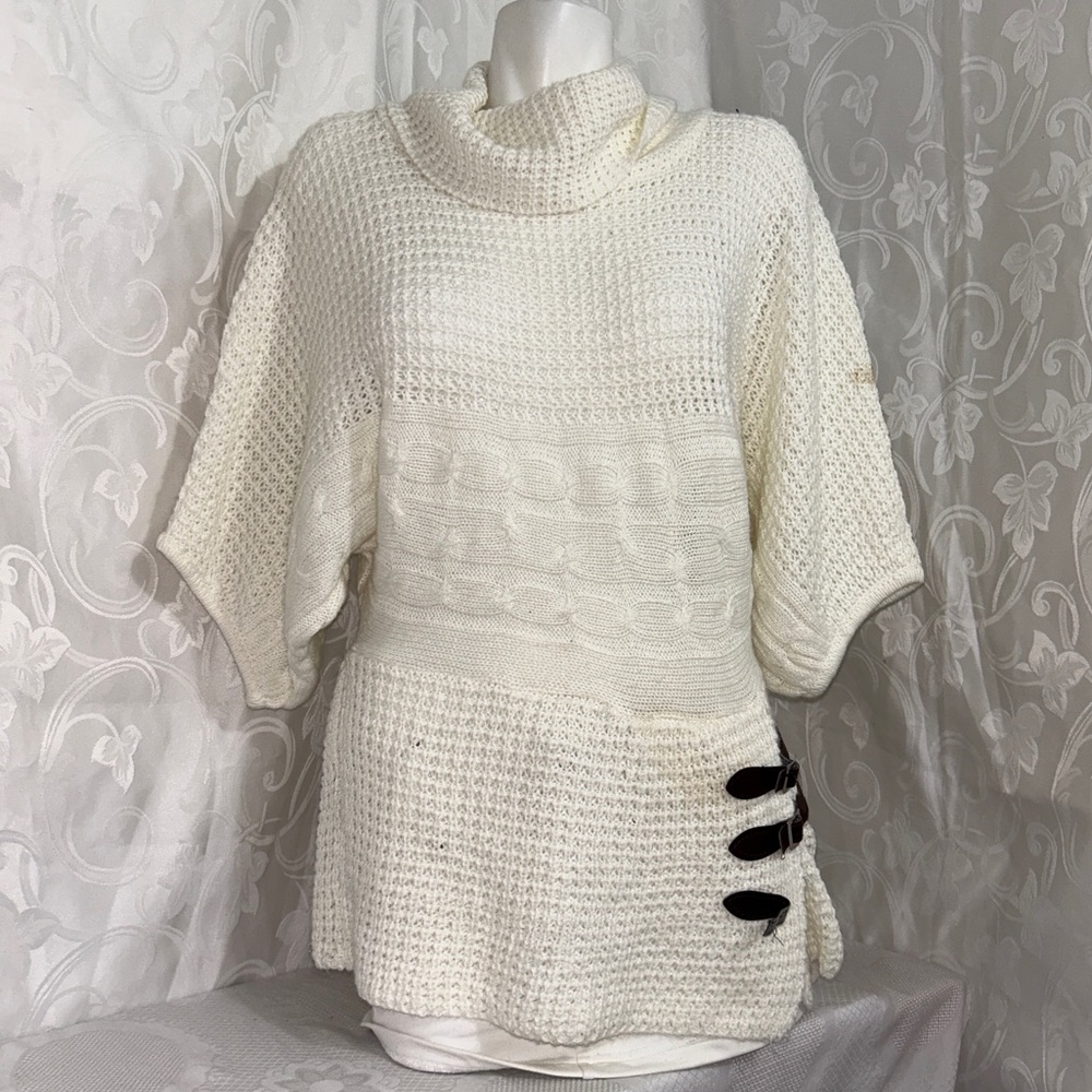 Majora Cream White Raglan Turtleneck Knit Sweater